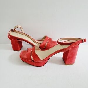 NEW Pelle Moda Red Suede Platform Sandals Heel 3,5 "